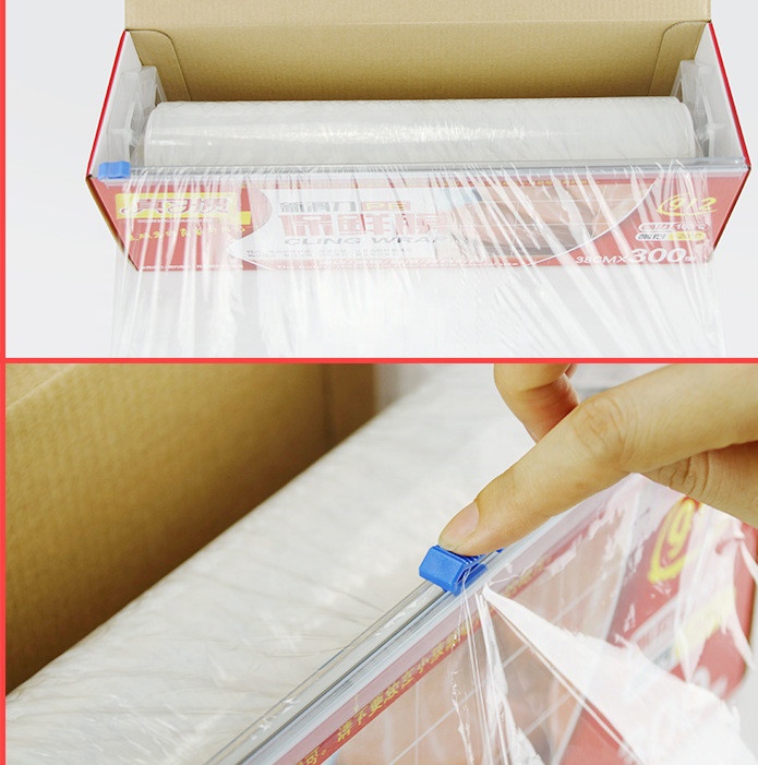 Fresh Vegetable Packing PE Food Wrap Cling Film with Slide Cutter