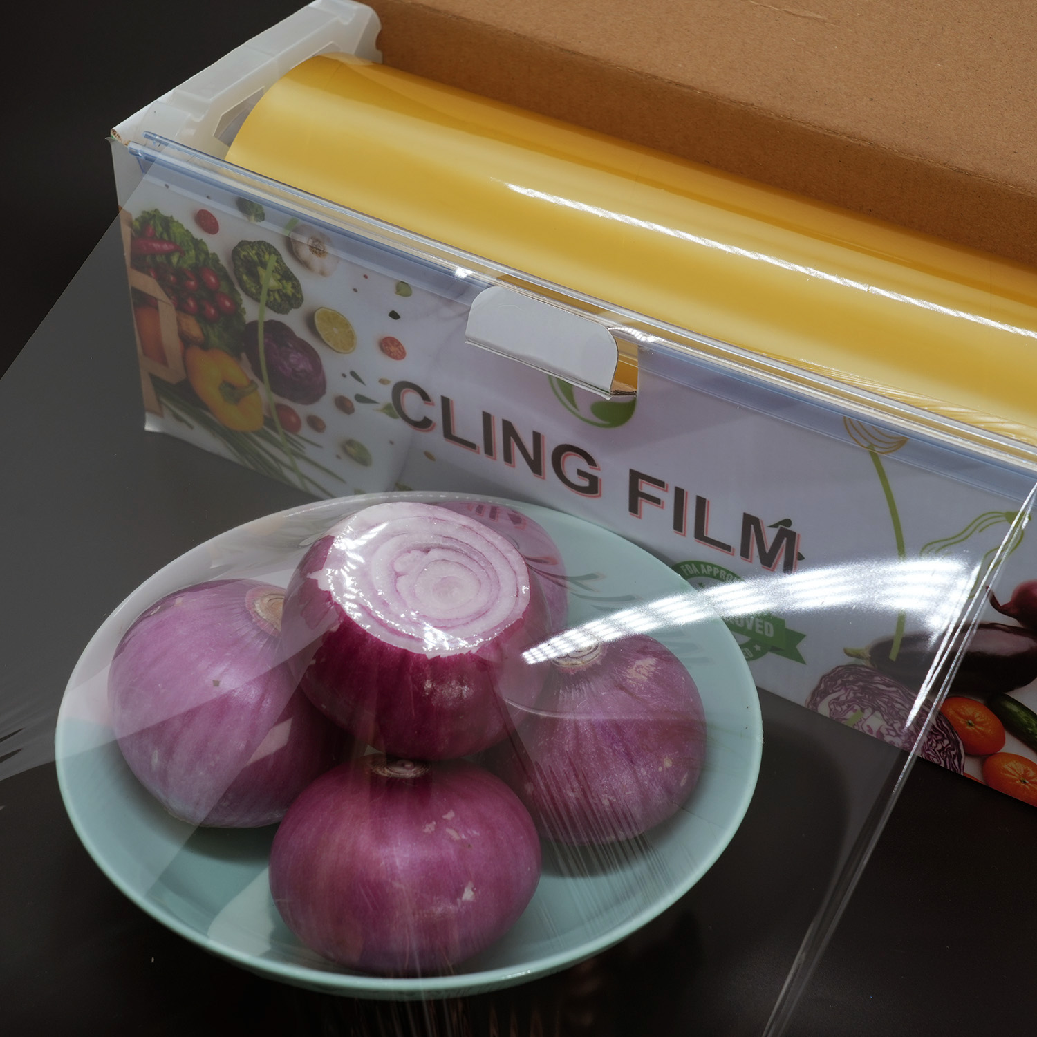 Premium Food Grade PVC Cling Film with Cutter Box - 100% BPA-Free Kitchen Wrap for Freshness