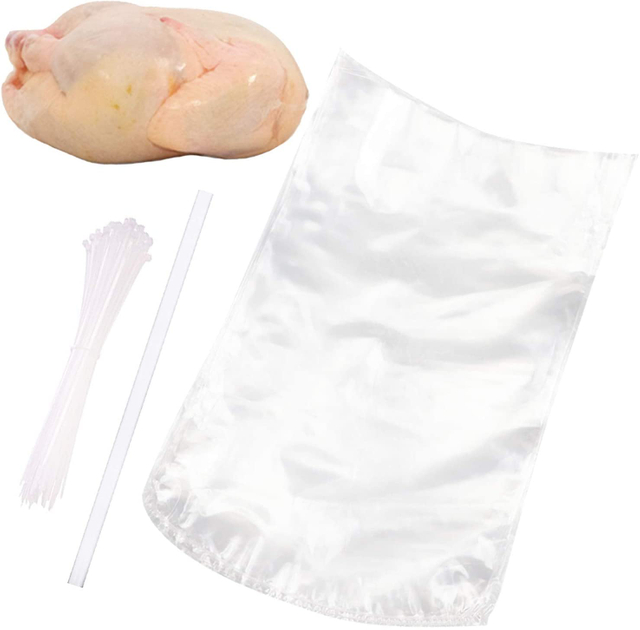 Clear Poultry Heat Shrink Bags BPA Free with Zip Ties And Silicone Straw for Packing Chickens Rabbits
