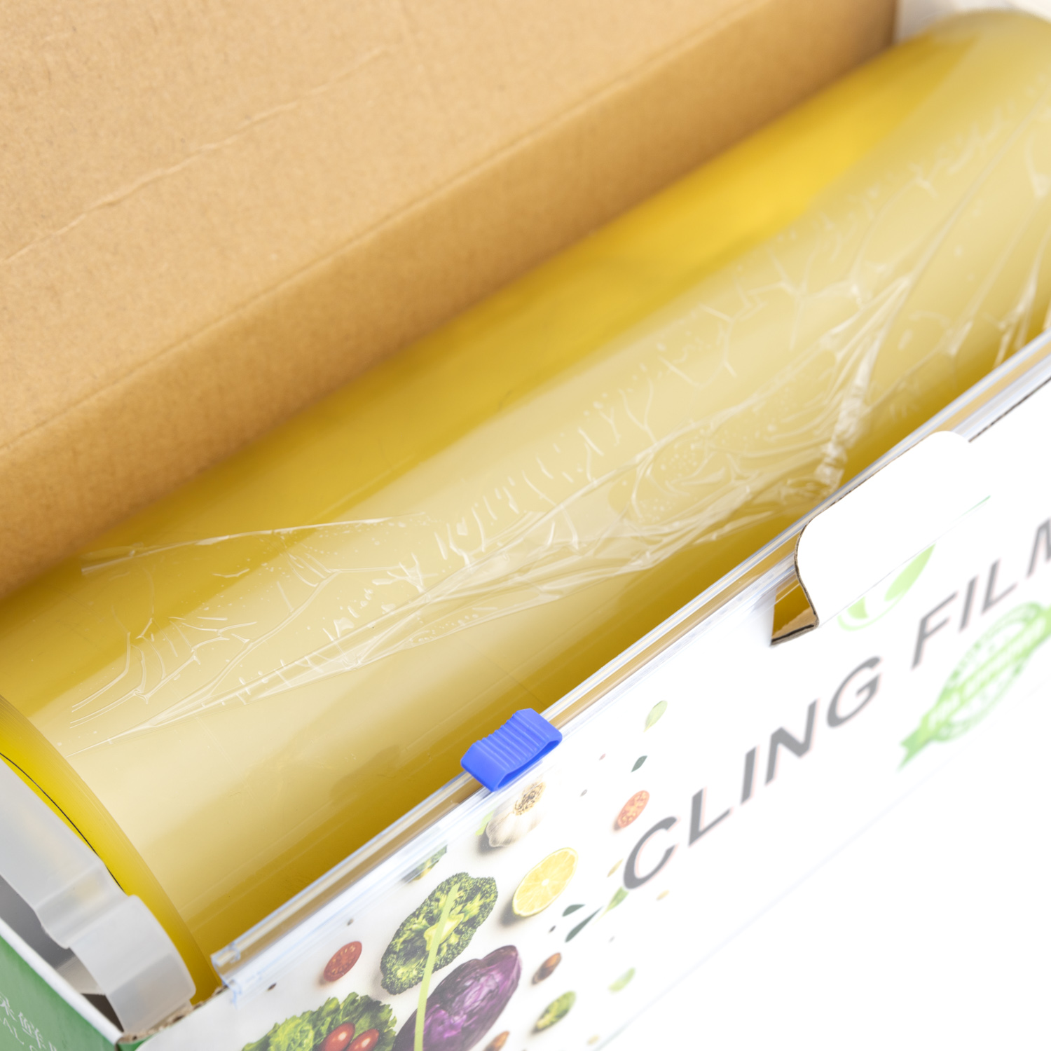 Customizable size PVC food grade cling film Color box with print and cutter slide