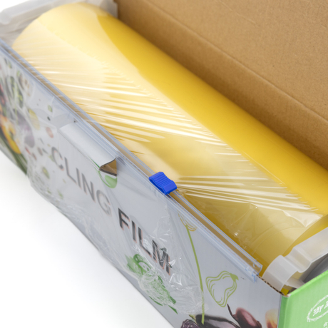 Customizable size PVC food grade cling film Color box with print and cutter slide