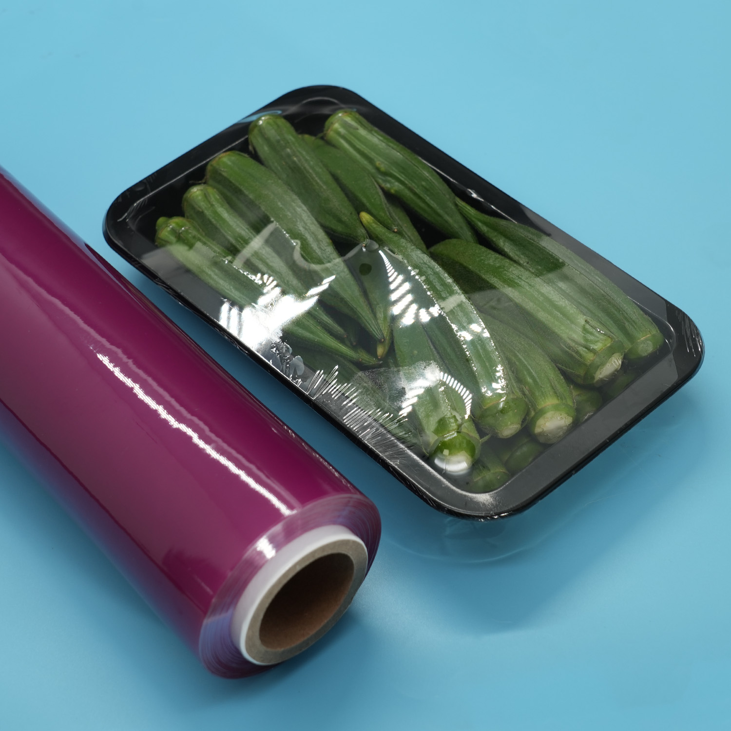 Purple Color Soft Anti Fog PVC Food Stretch Film Cling Film Jumbo Roll for Food Packaging