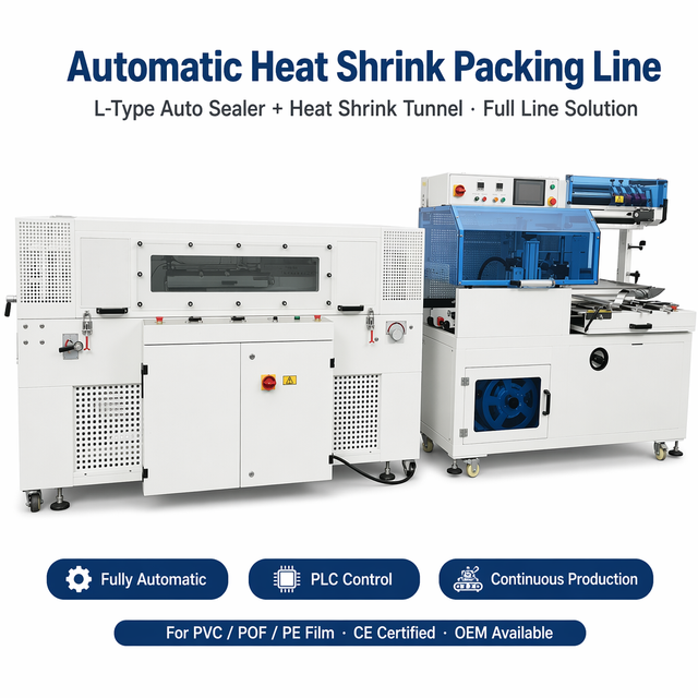 L-Bar Sealer Automatic Heat Shrink Wrap Machine for POF PVC Plastic Film Packaging