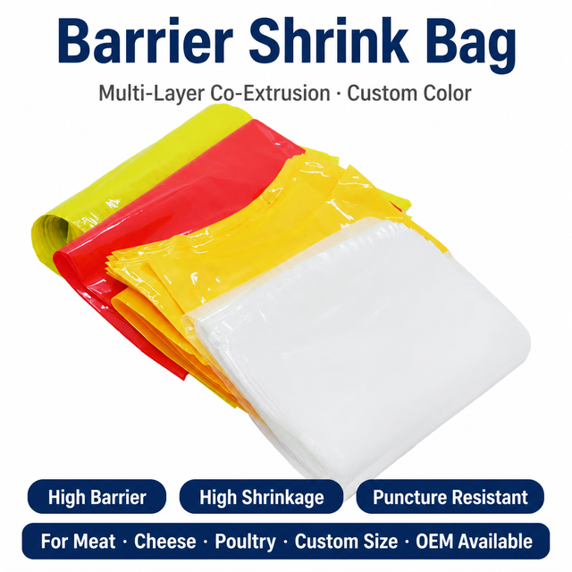 Food Grade Multi‑Layer PVDC PA PE EVOH High Barrier Heat Shrink Packing Bags For Fresh Frozen Meat Poultry Whole Chicken