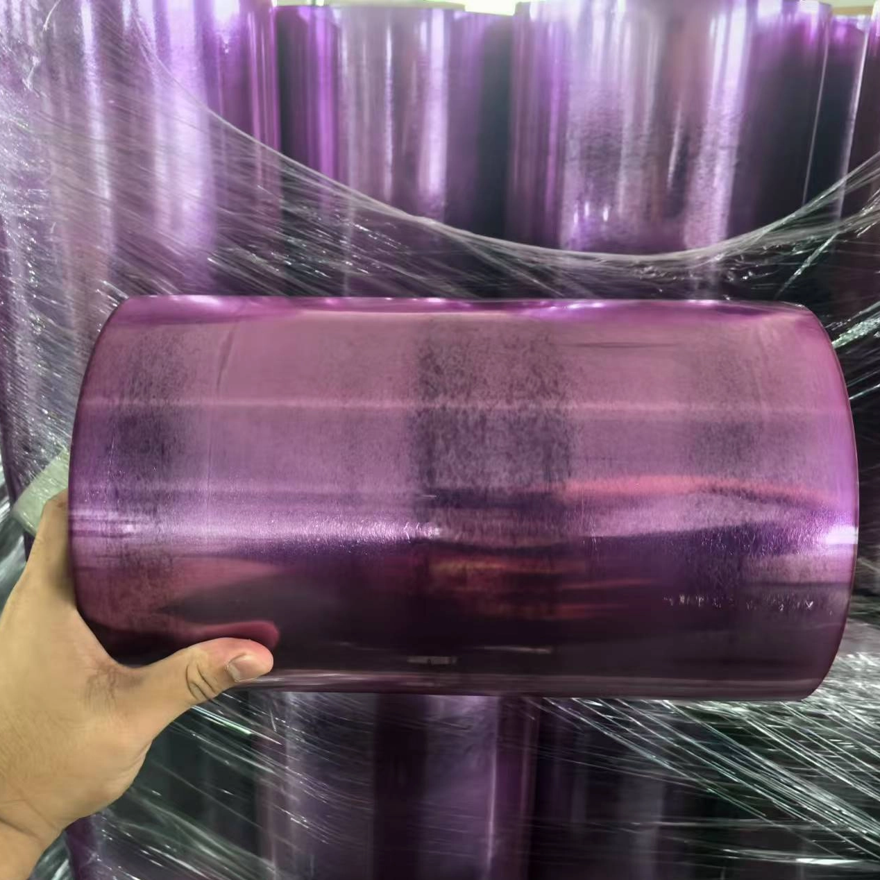 Purple Color Soft Anti Fog PVC Food Stretch Film Cling Film Jumbo Roll for Food Packaging