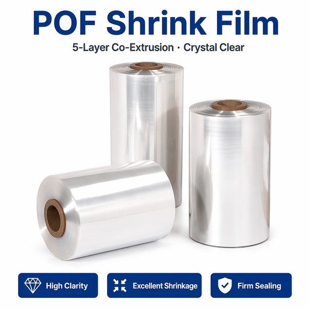 Food Grade Crosslinked POF Shrink Film Custom Printed High Shrinkage Polyolefin Heat Shrink Wrap Film for Food Beverage General Goods Outer Packaging