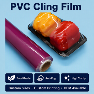 Purple Color Soft Anti Fog PVC Food Stretch Film Cling Film Jumbo Roll for Food Packaging